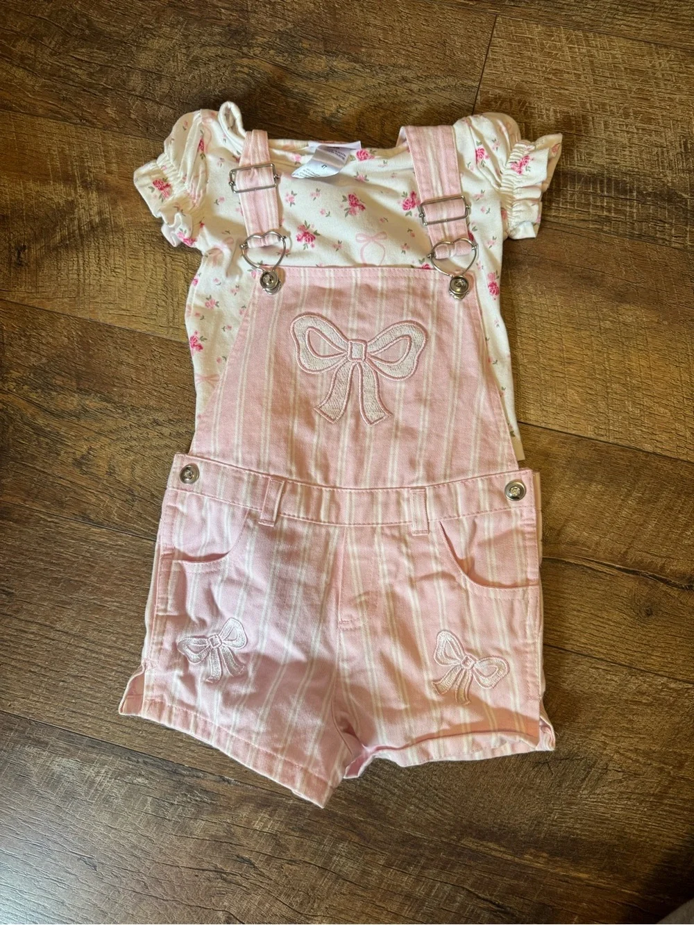 Little Lass Pink Overall Shorts